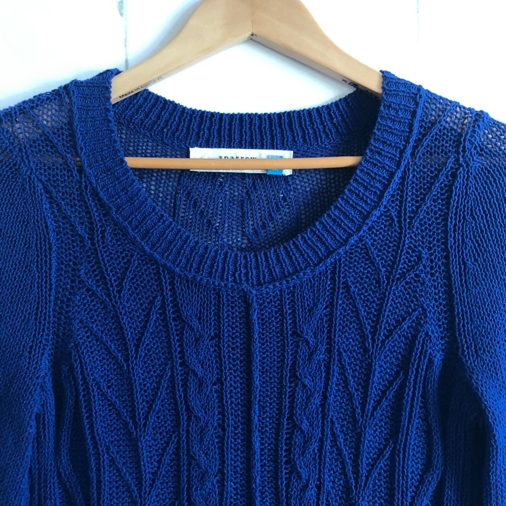 Sparrow | Anthropologie Blue Howth Cotton Sweater - Picture 2 of 6